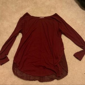 Dark red sheer back long sleeve